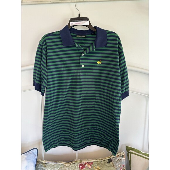 Masters Collection Golf Polo Shirt Men's M Blue Green Stripe 60s 2Ply merch - Picture 1 of 8